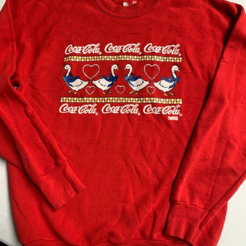 80S Coca Cola Hearts Ducks Usa Sweatshirt